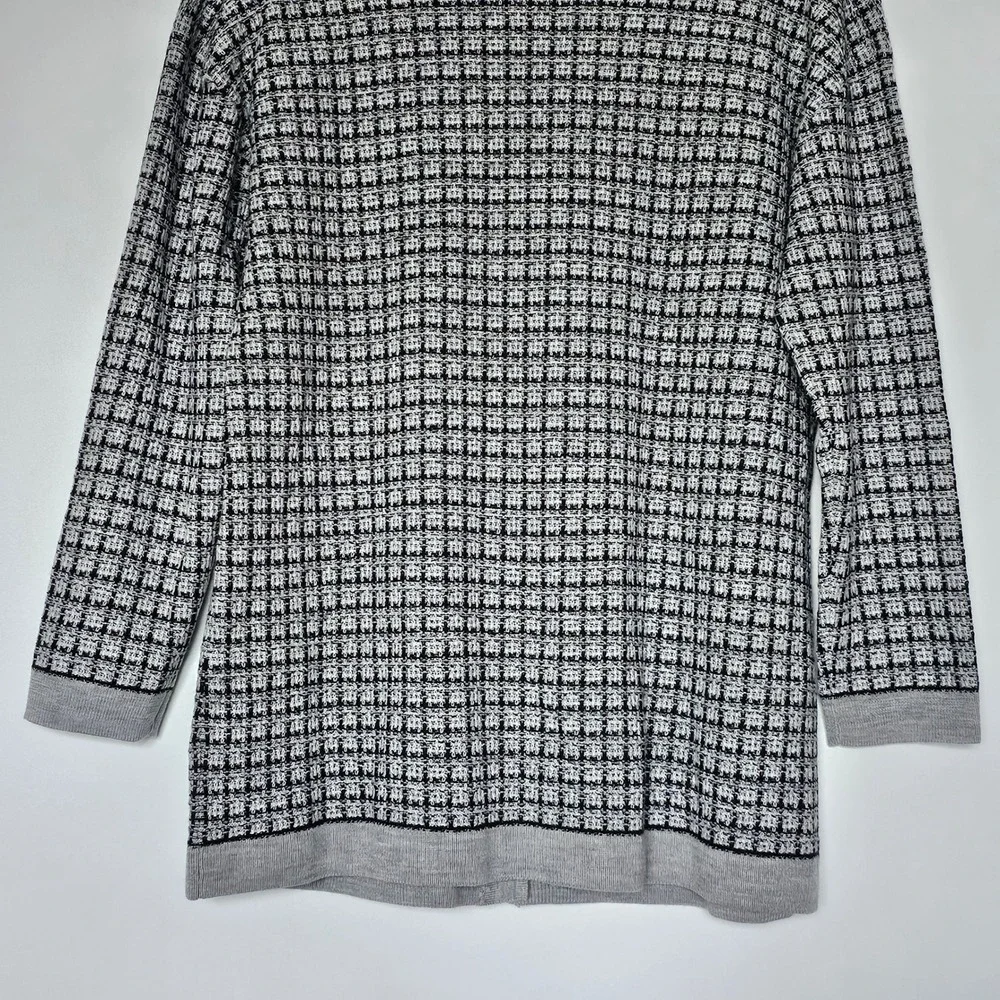 Talbots Cardigan LP Womens Grey Merino Wool Pearl Button Longline Sweater Preppy - Picture 11 of 11